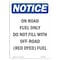 Signmission OSHA Notice, 7" Height, On Road Fuel Only Do Not Fill Sign, 7" X 5", Portrait OS-NS-D-57-V-16985 - alternate 1